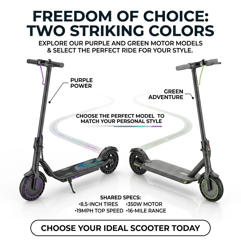 Foldable Smart Electric Scooter for Adults - 350W Motor, 19MPH Top Speed, 16-Mile Range, 8.5-Inch Tires, LED Lights, 5.2Ah Battery, Smart APP Control