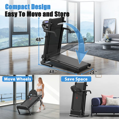 [New Arrival] Foldable Home Treadmill - Home Gym Equipment, 2.5HP Motorized Treadmill Walking Pad, 300 Lbs Capacity, Handles, APP Control, LED Display, Quick & Compact Fold Design