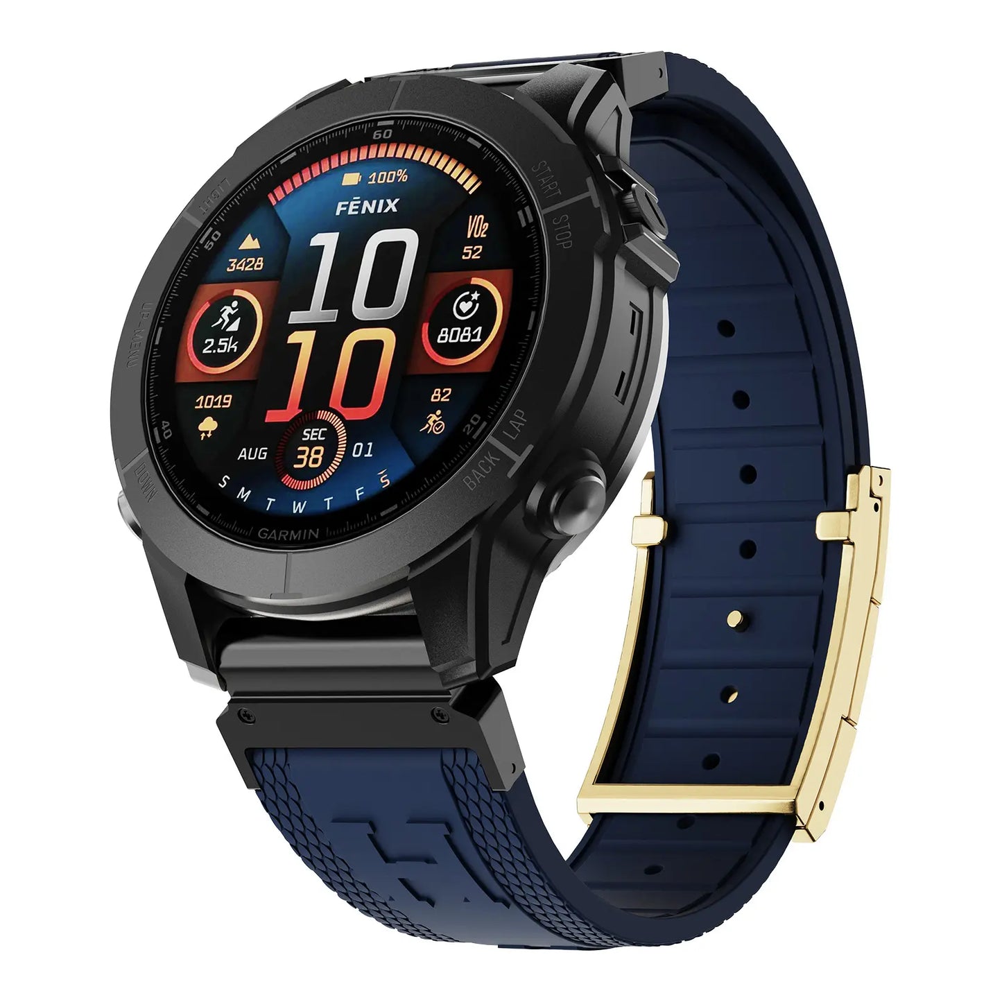 CRAZYGRASS Quick Fit Textured Silicone Watch Band for Fitbit Inspire and Garmin Fenix Series - Non-Slip, Waterproof Sport Strap in Orange [Watch Not Included]