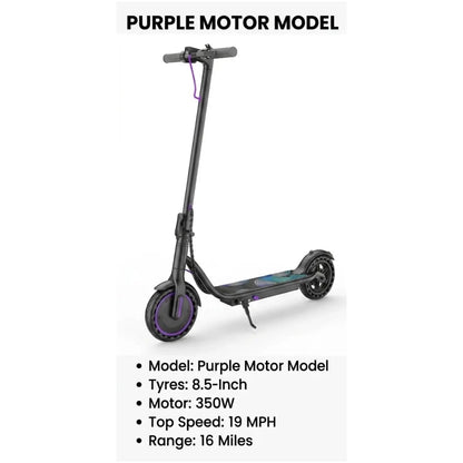 Foldable Smart Electric Scooter for Adults - 350W Motor, 19MPH Top Speed, 16-Mile Range, 8.5-Inch Tires, LED Lights, 5.2Ah Battery, Smart APP Control
