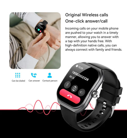 2026 New Fashion Smart Watch, Wireless Calling/Dial, 100+ Sport Mode, Calling Reminder and Rejection, Message Reminder, IP67 Waterproof, Smart Watch for Android Iphone Devices, Activity Tracker for Men Women, Wearable Devices, Fall Gift