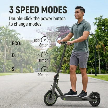 Foldable Smart Electric Scooter for Adults - 350W Motor, 19MPH Top Speed, 16-Mile Range, 8.5-Inch Tires, LED Lights, 5.2Ah Battery, Smart APP Control
