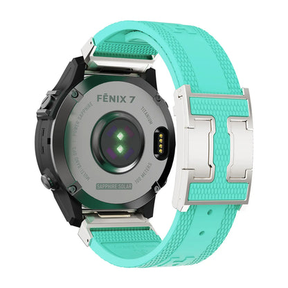 CRAZYGRASS Quick Fit Textured Silicone Watch Band for Fitbit Inspire and Garmin Fenix Series - Non-Slip, Waterproof Sport Strap in Orange [Watch Not Included]