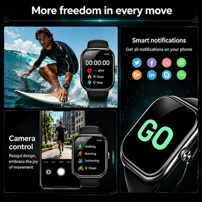 2026 New Fashion Smart Watch, Wireless Calling/Dial, 100+ Sport Mode, Calling Reminder and Rejection, Message Reminder, IP67 Waterproof, Smart Watch for Android Iphone Devices, Activity Tracker for Men Women, Wearable Devices, Fall Gift