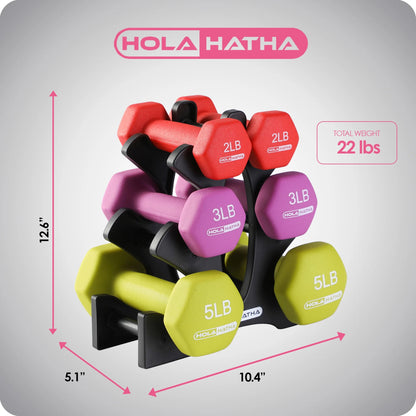 Neoprene Dumbbell Weight Set with Rack 2-5 Lbs