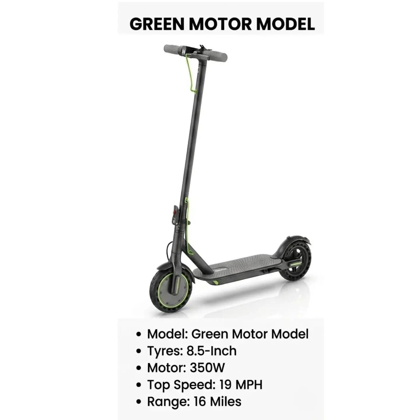 Foldable Smart Electric Scooter for Adults - 350W Motor, 19MPH Top Speed, 16-Mile Range, 8.5-Inch Tires, LED Lights, 5.2Ah Battery, Smart APP Control