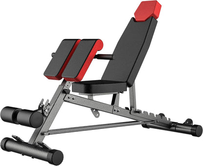 Finer Form Multi-Functional FID Weight Bench for Full-Body Workouts – Hyper Back Extension, Roman Chair, Adjustable Ab Sit-Up, Incline/Decline, and Flat Bench