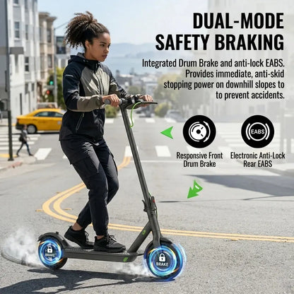 Foldable Smart Electric Scooter for Adults - 350W Motor, 19MPH Top Speed, 16-Mile Range, 8.5-Inch Tires, LED Lights, 5.2Ah Battery, Smart APP Control