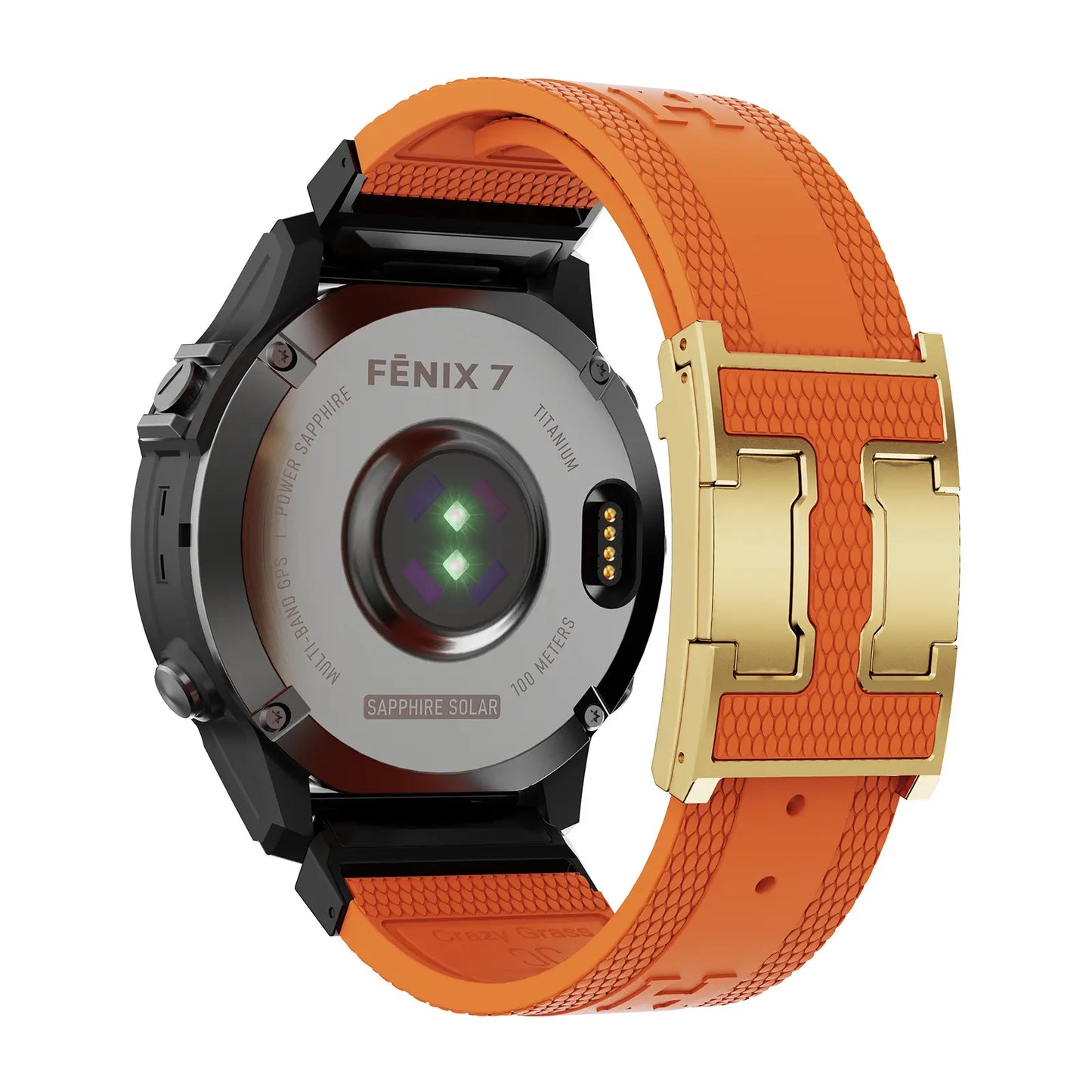 CRAZYGRASS Quick Fit Textured Silicone Watch Band for Fitbit Inspire and Garmin Fenix Series - Non-Slip, Waterproof Sport Strap in Orange [Watch Not Included]