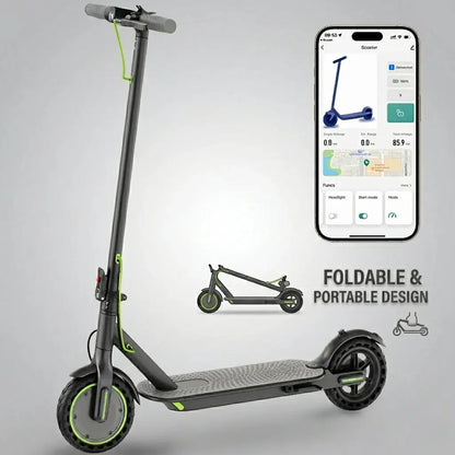 Foldable Smart Electric Scooter for Adults - 350W Motor, 19MPH Top Speed, 16-Mile Range, 8.5-Inch Tires, LED Lights, 5.2Ah Battery, Smart APP Control