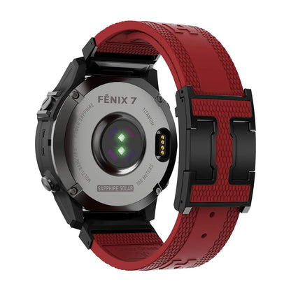 CRAZYGRASS Quick Fit Textured Silicone Watch Band for Fitbit Inspire and Garmin Fenix Series - Non-Slip, Waterproof Sport Strap in Orange [Watch Not Included]