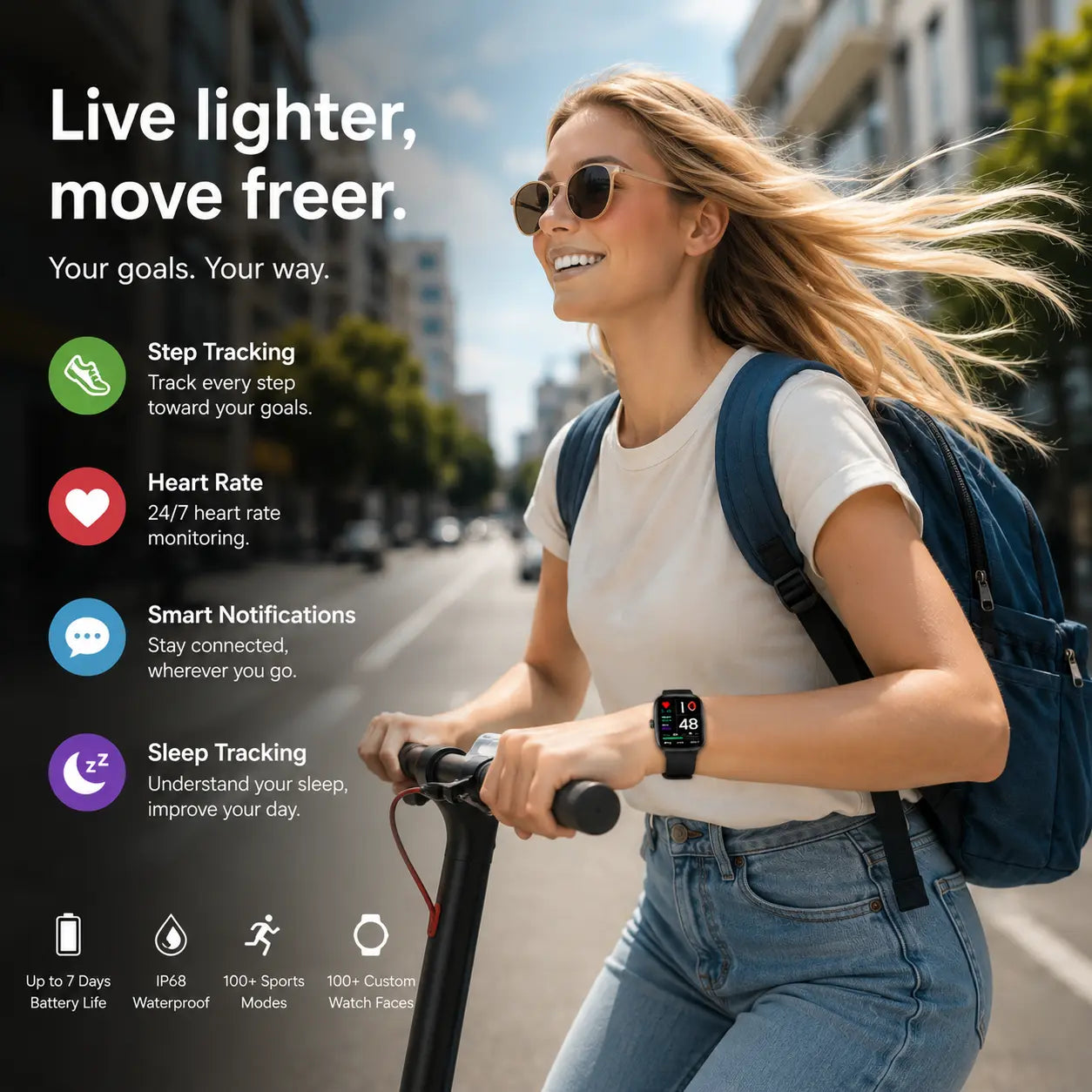 2026 New Fashion Smart Watch, Wireless Calling/Dial, 100+ Sport Mode, Calling Reminder and Rejection, Message Reminder, IP67 Waterproof, Smart Watch for Android Iphone Devices, Activity Tracker for Men Women, Wearable Devices, Fall Gift