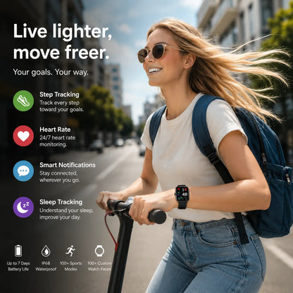 2026 New Fashion Smart Watch, Wireless Calling/Dial, 100+ Sport Mode, Calling Reminder and Rejection, Message Reminder, IP67 Waterproof, Smart Watch for Android Iphone Devices, Activity Tracker for Men Women, Wearable Devices, Fall Gift