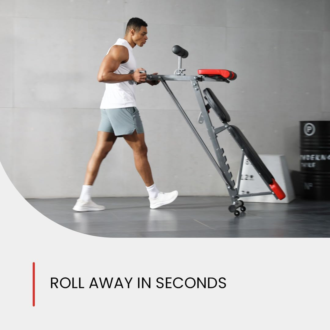Finer Form Multi-Functional FID Weight Bench for Full-Body Workouts – Hyper Back Extension, Roman Chair, Adjustable Ab Sit-Up, Incline/Decline, and Flat Bench