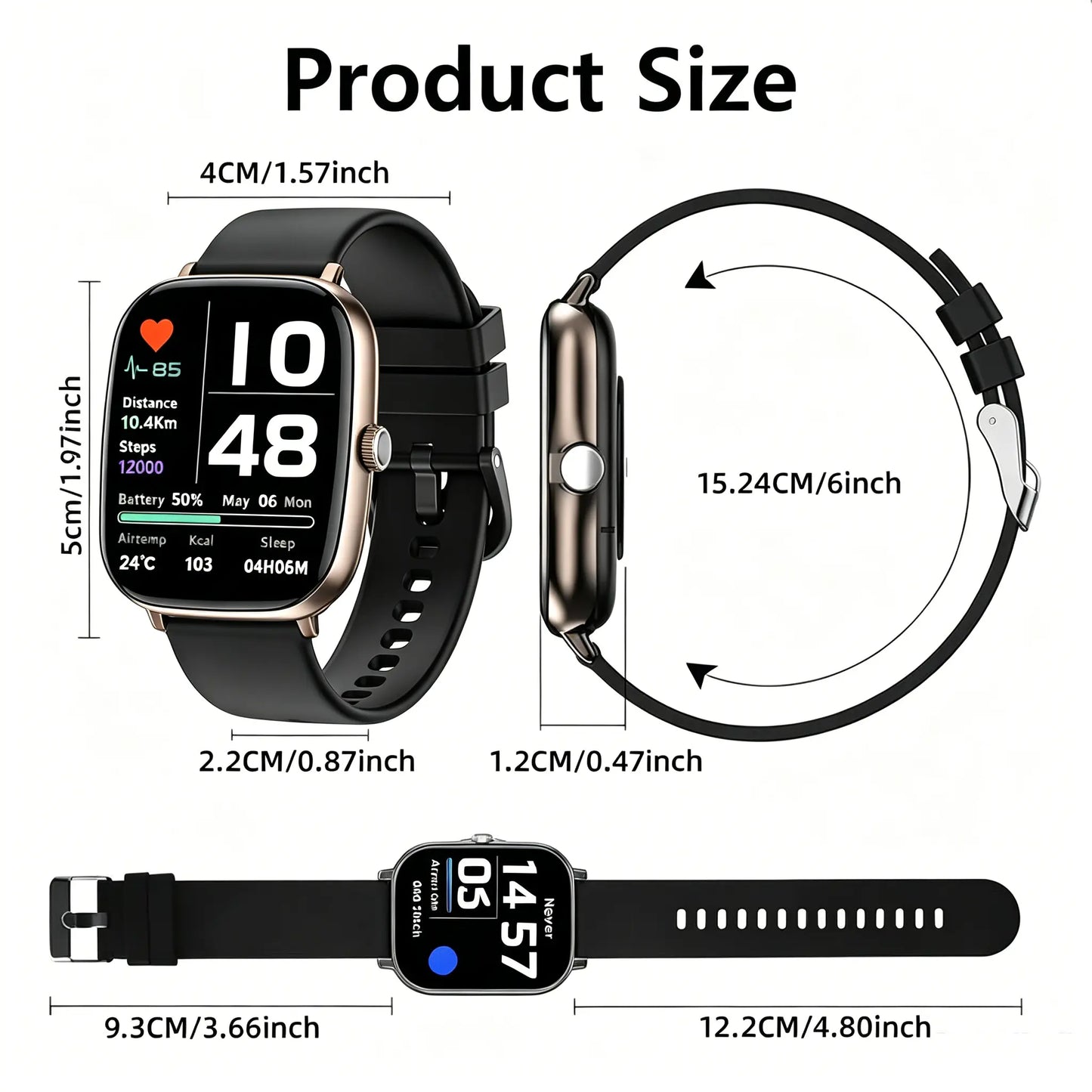 2026 New Fashion Smart Watch, Wireless Calling/Dial, 100+ Sport Mode, Calling Reminder and Rejection, Message Reminder, IP67 Waterproof, Smart Watch for Android Iphone Devices, Activity Tracker for Men Women, Wearable Devices, Fall Gift