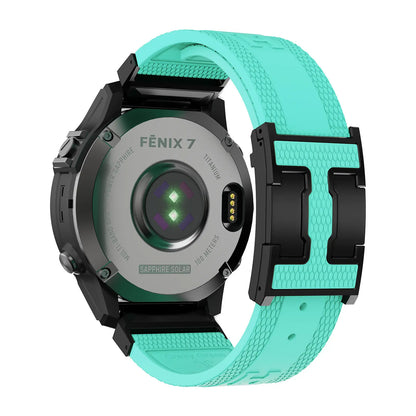 CRAZYGRASS Quick Fit Textured Silicone Watch Band for Fitbit Inspire and Garmin Fenix Series - Non-Slip, Waterproof Sport Strap in Orange [Watch Not Included]