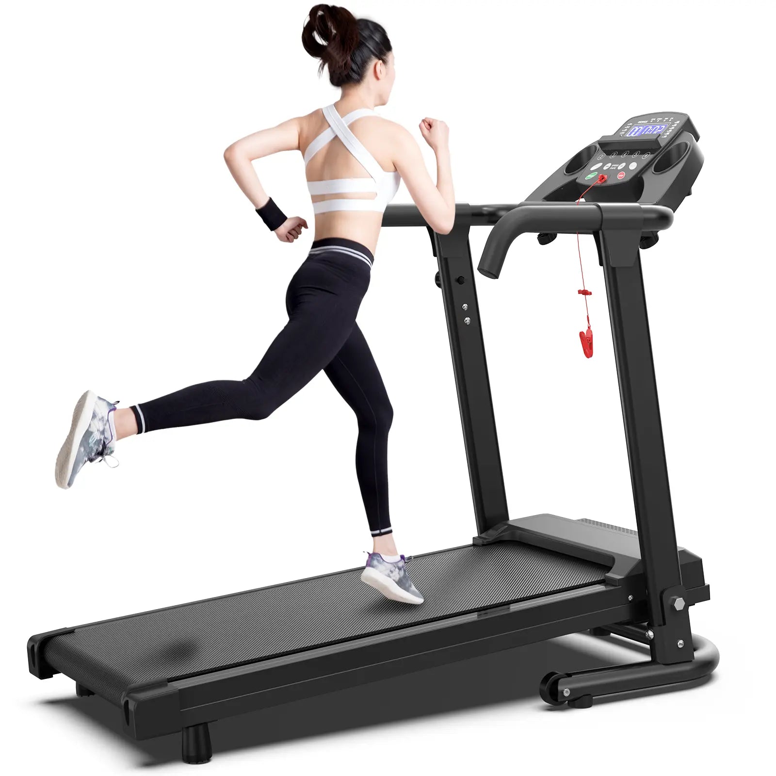 [New Arrival] Foldable Home Treadmill - Home Gym Equipment, 2.5HP Motorized Treadmill Walking Pad, 300 Lbs Capacity, Handles, APP Control, LED Display, Quick & Compact Fold Design