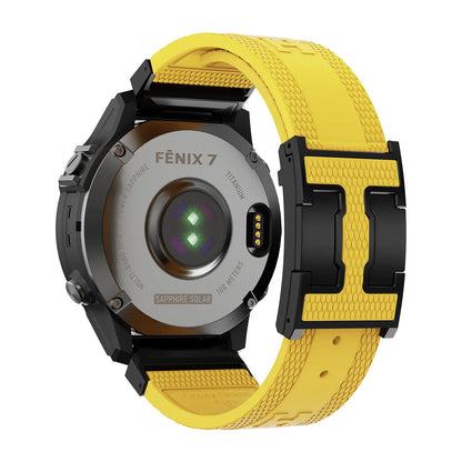 CRAZYGRASS Quick Fit Textured Silicone Watch Band for Fitbit Inspire and Garmin Fenix Series - Non-Slip, Waterproof Sport Strap in Orange [Watch Not Included]