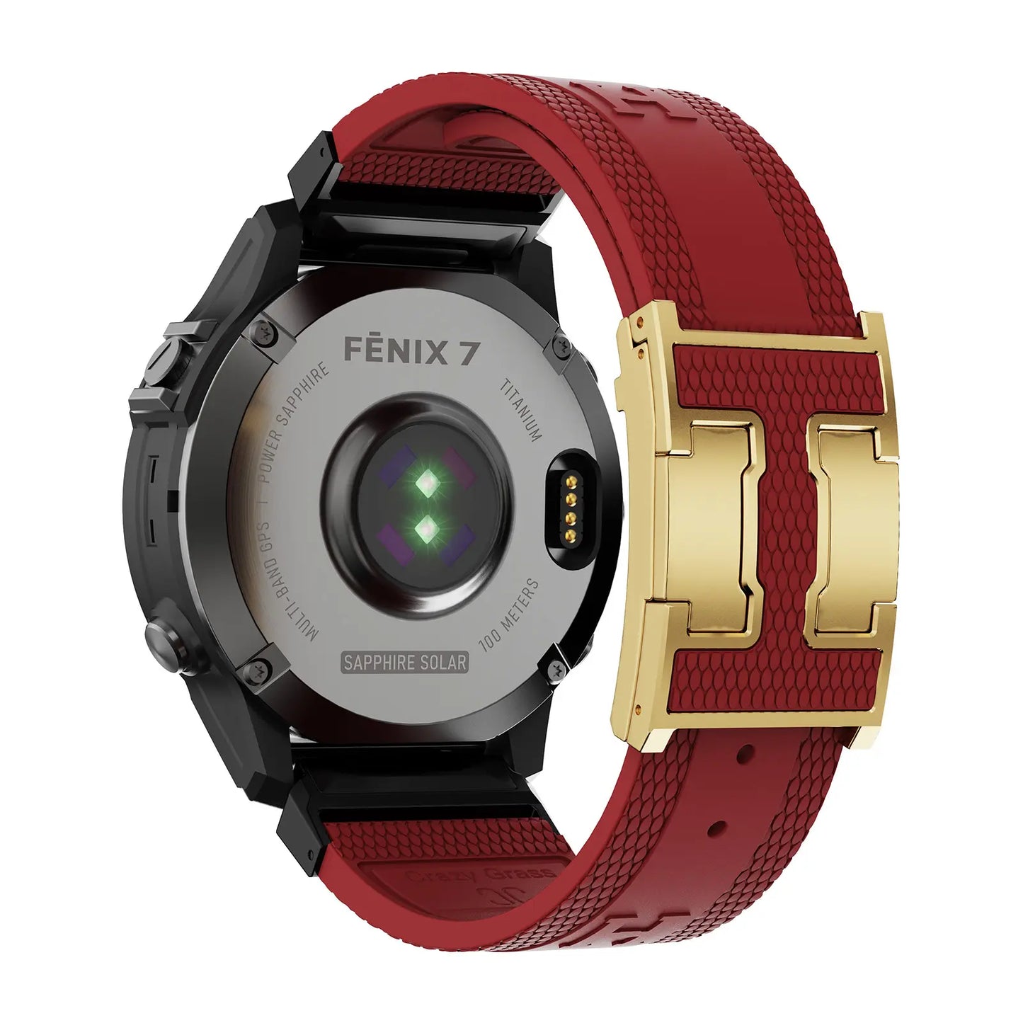 CRAZYGRASS Quick Fit Textured Silicone Watch Band for Fitbit Inspire and Garmin Fenix Series - Non-Slip, Waterproof Sport Strap in Orange [Watch Not Included]