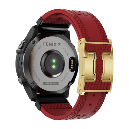 CRAZYGRASS Quick Fit Textured Silicone Watch Band for Fitbit Inspire and Garmin Fenix Series - Non-Slip, Waterproof Sport Strap in Orange [Watch Not Included]