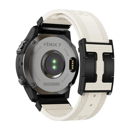 CRAZYGRASS Quick Fit Textured Silicone Watch Band for Fitbit Inspire and Garmin Fenix Series - Non-Slip, Waterproof Sport Strap in Orange [Watch Not Included]